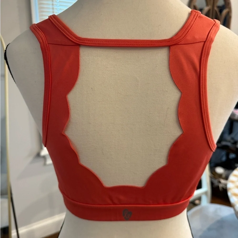Ellie Dark Coral Scalloped Back Sports Bra